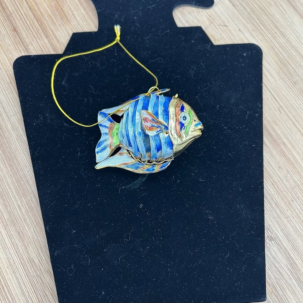 Cloisonne Enameled Metal Articulated Fish Ornament Body Bends Vibrant Colors